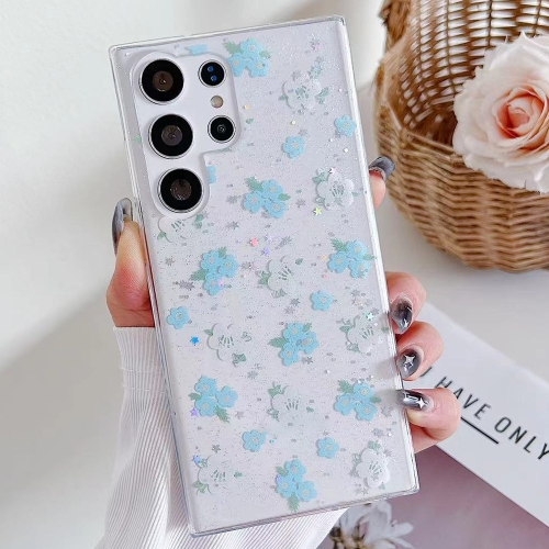 

For Samsung Galaxy S24 Ultra 5G Spring Garden Epoxy TPU Phone Case(F06 Blue and White Flowers)
