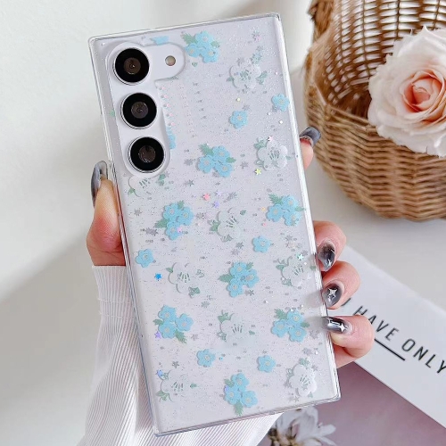 

For Samsung Galaxy S23+ 5G Spring Garden Epoxy TPU Phone Case(F06 Blue and White Flowers)