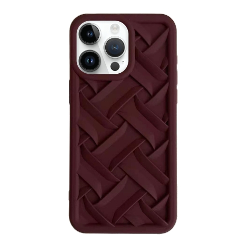 

For iPhone 15 Pro Max 3D Weave TPU Phone Case(Wine red)