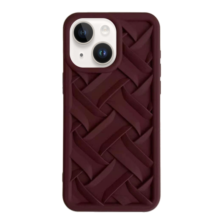 

For iPhone 15 3D Weave TPU Phone Case(Wine red)
