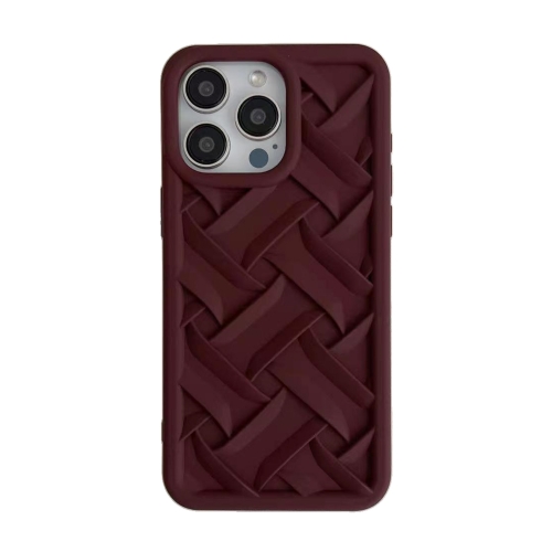 

For iPhone 14 Pro 3D Weave TPU Phone Case(Wine red)