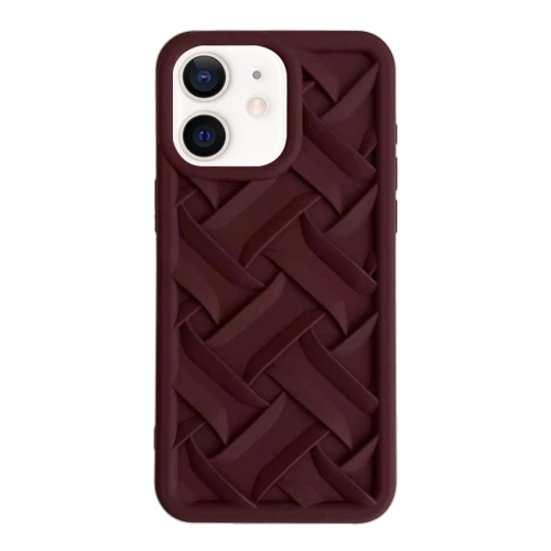 

For iPhone 12 3D Weave TPU Phone Case(Wine red)