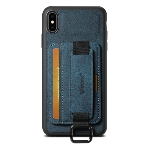 

For iPhone XS Max Suteni H13 Litchi Leather Wrist Strap Wallet Back Phone Case(Blue)