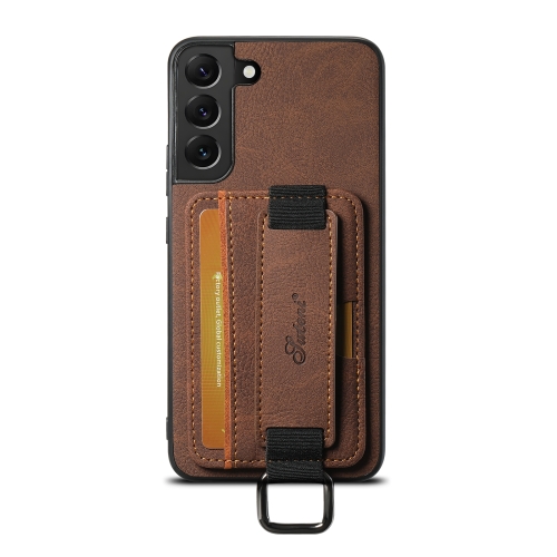 

For Samsuny Galaxy S24+ 5G Suteni H13 Litchi Leather Wrist Strap Wallet Back Phone Case(Brown)