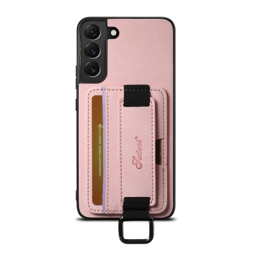 

For Samsuny Galaxy S24+ 5G Suteni H13 Litchi Leather Wrist Strap Wallet Back Phone Case(Pink)