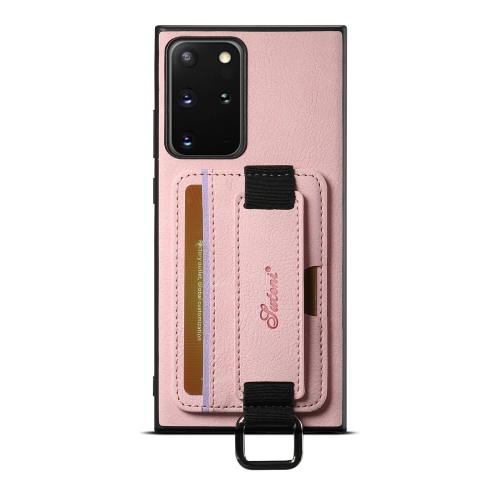 

For Samsung Galaxy Note20 Ultra 5G Suteni H13 Litchi Leather Wrist Strap Wallet Back Phone Case(Pink)