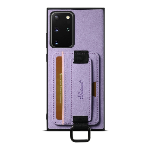 

For Samsung Galaxy Note20 Ultra 5G Suteni H13 Litchi Leather Wrist Strap Wallet Back Phone Case(Purple)