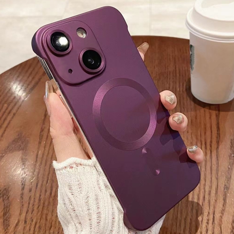 

For iPhone 15 Plus Frameless MagSafe PC Phone Case(Wine Red)