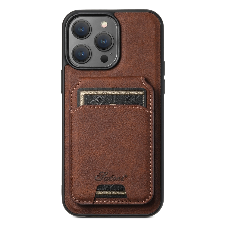 

For iPhone 13 Pro Max Suteni H17 Litchi Texture Leather MagSafe Detachable Wallet Phone Case(Brown)