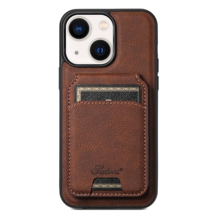 

For iPhone 13 Suteni H17 Litchi Texture Leather MagSafe Detachable Wallet Phone Case(Brown)