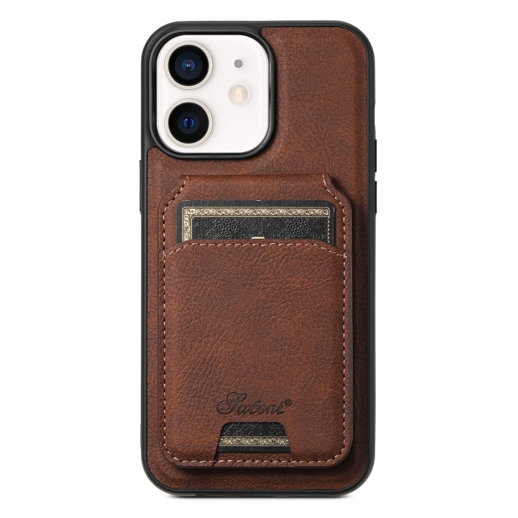 

For iPhone 12 Suteni H17 Litchi Texture Leather MagSafe Detachable Wallet Phone Case(Brown)
