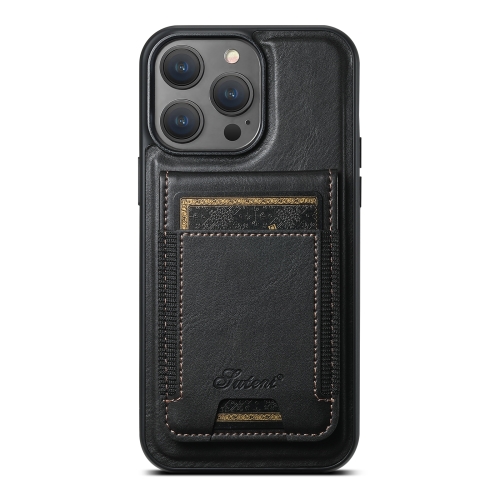 

For iPhone 15 Pro Max Suteni H17 Oil Eax Leather MagSafe Detachable Wallet Phone Case(Black)