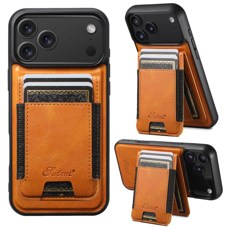 

For iPhone 17 Pro Suteni H17 Oil Eax Leather MagSafe Detachable Wallet Phone Case(Khaki)