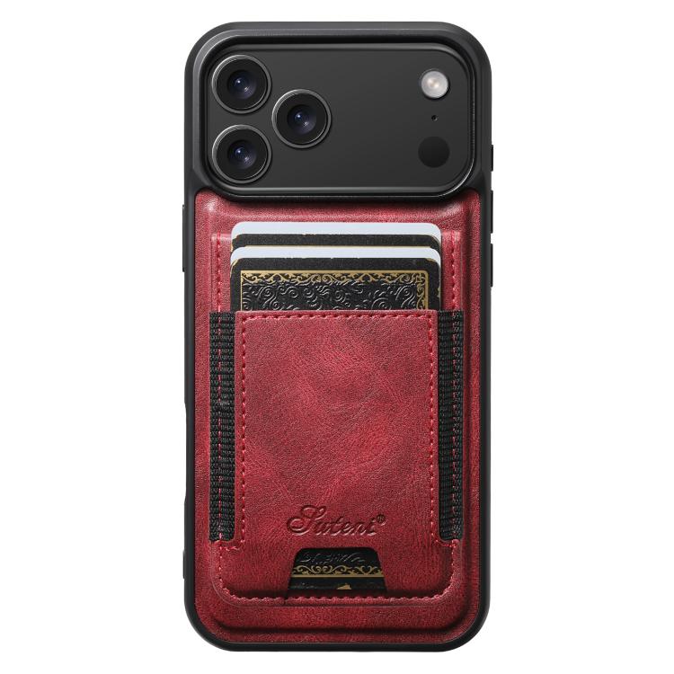For iPhone 18 Pro Suteni H17 Oil Eax Leather MagSafe Detachable Wallet Phone Case(Red)