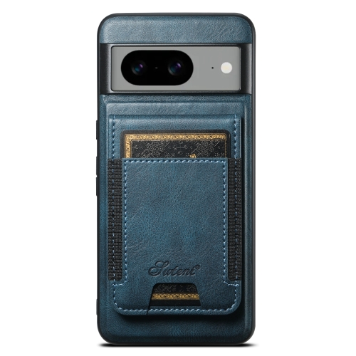 

For Google Pixel 7a Suteni H17 Oil Eax Leather MagSafe Detachable Wallet Phone Case(Blue)