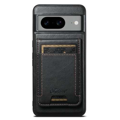 For Google Pixel 8a Suteni H17 Oil Eax Leather Detachable Wallet Phone Case(Black) for iphone 15 pro suteni calf texture back cover phone case with card slots black