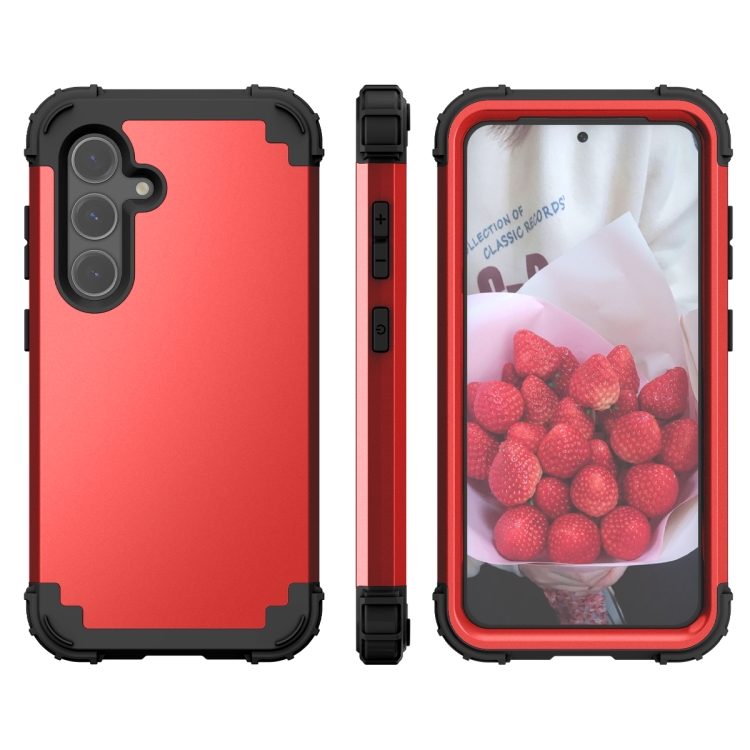 

For Samsung Galaxy S24 5G 3 in 1 Silicone Hybrid PC Shockproof Phone Case(Red)