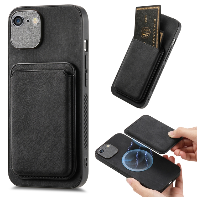 

For iPhone 6 / 6s Retro Leather Card Bag Magnetic Phone Case(Black)