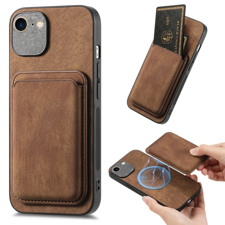 

For iPhone 7 Plus / 8 Plus Retro Leather Card Bag Magnetic Phone Case(Brown)
