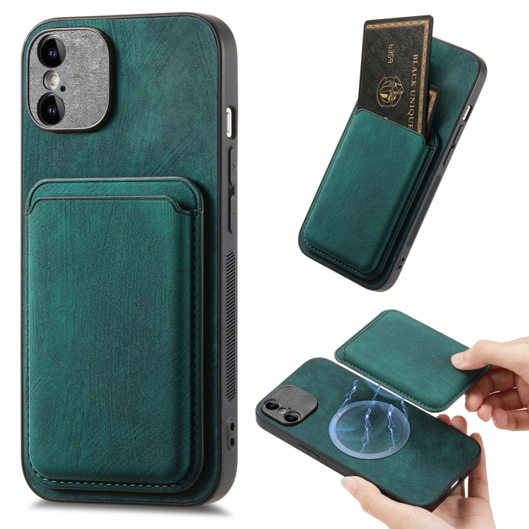 

For iPhone XS Max Retro Leather Card Bag Magnetic Phone Case(Green)