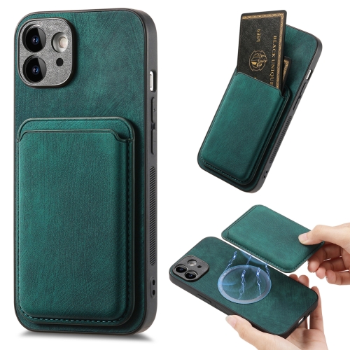 

For iPhone 12 Retro Leather Card Bag Magnetic Phone Case(Green)