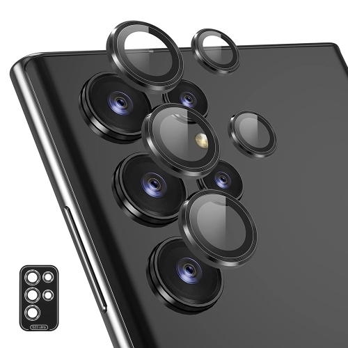 Pour Samsung Galaxy S24 Ultra 5G ENKAY Hat-Prince 9H Objectif de caméra  arrière Film de verre trempé en alliage d'aluminium (noir)