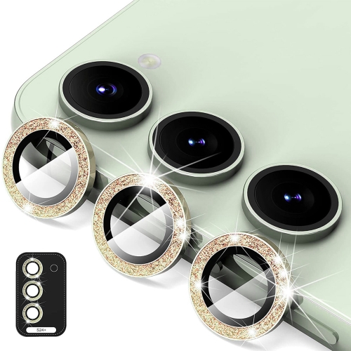 

For Samsung Galaxy S24+ 5G ENKAY Hat-Prince 9H Rear Camera Lens Glitter Aluminium Alloy Tempered Glass Film(Yellow)