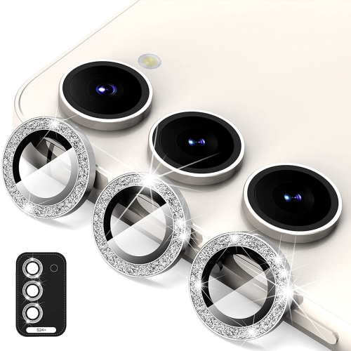 

For Samsung Galaxy S24+ 5G ENKAY Hat-Prince 9H Rear Camera Lens Glitter Aluminium Alloy Tempered Glass Film(Silver)