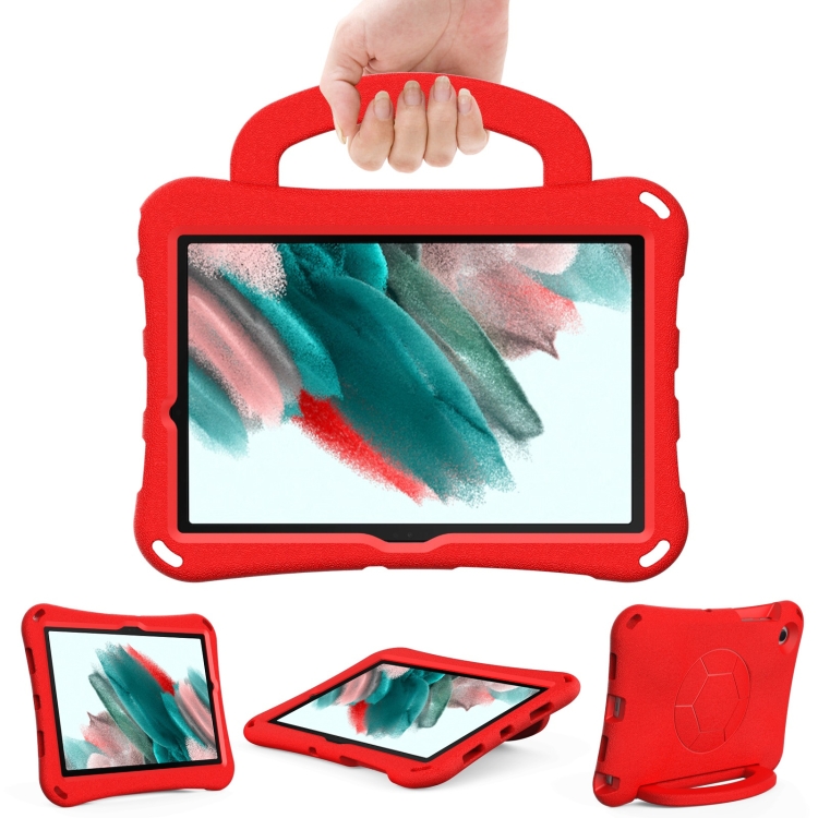 

For Samsung Galaxy Tab A8 10.5 2021 Handle Football Shaped EVA Shockproof Tablet Case(Red)