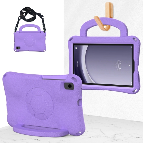 

For Samsung Galaxy Tab A9 8.7 SM-X110/X115 Handle Football Shaped EVA Shockproof Tablet Case(Light Purple)