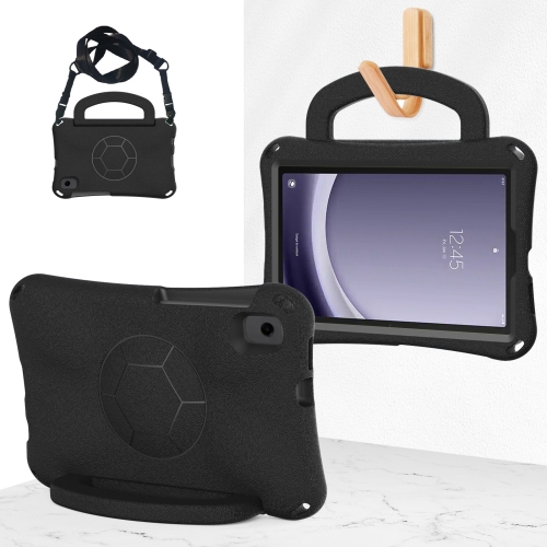 

For Samsung Galaxy Tab A9 8.7 SM-X110/X115 Handle Football Shaped EVA Shockproof Tablet Case(Black)