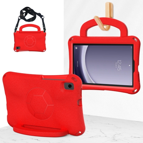

For Samsung Galaxy Tab A9 8.7 SM-X110/X115 Handle Football Shaped EVA Shockproof Tablet Case(Red)
