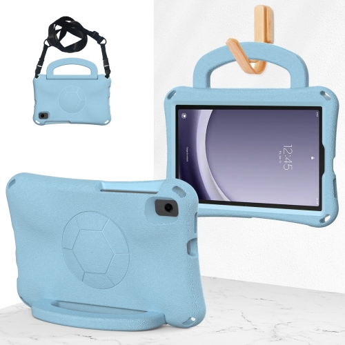 

For Samsung Galaxy Tab A9 8.7 SM-X110/X115 Handle Football Shaped EVA Shockproof Tablet Case(Light Blue)