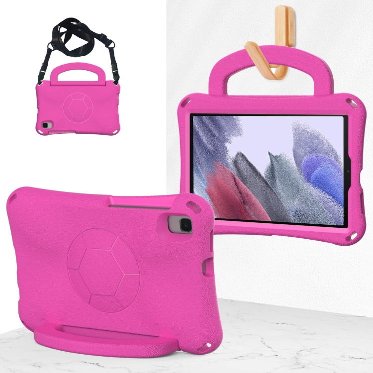 

For Samsung Galaxy Tab A7 Lite 8.7 T220/T225 Handle Football Shaped EVA Shockproof Tablet Case(Rose Red)