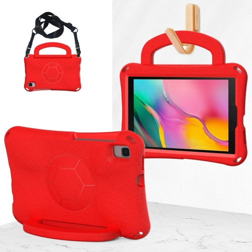 

For Samsung Galaxy Tab A 8.0 T290/T295 Handle Football Shaped EVA Shockproof Tablet Case(Red)