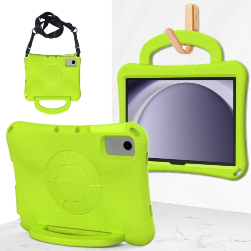 

For Samsung Galaxy Tab A9+ 10.95 2023 Handle Football Shaped EVA Shockproof Tablet Case(Grass Green)