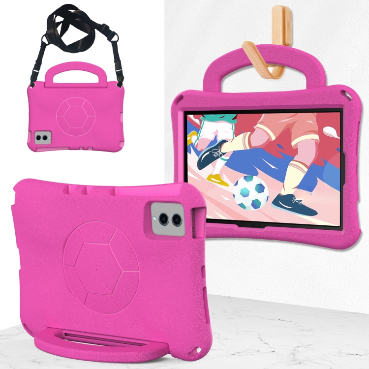 

For Samsung Galaxy Tab S8 11 X700N 2022 Handle Football Shaped EVA Shockproof Tablet Case(Rose Red)