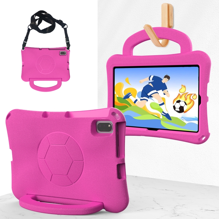 

For Samsung Galaxy Tab S6 Lite 10.4 2020 Handle Football Shaped EVA Shockproof Tablet Case(Rose Red)