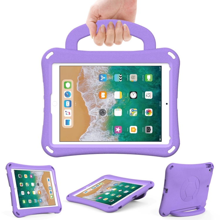 

For iPad 9.7 2017/2018 / Air 2 / Air Handle Football Shaped EVA Shockproof Tablet Case(Light Purple)