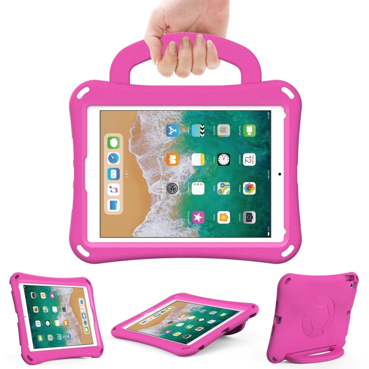 

For iPad 9.7 2017/2018 / Air 2 / Air Handle Football Shaped EVA Shockproof Tablet Case(Rose Red)