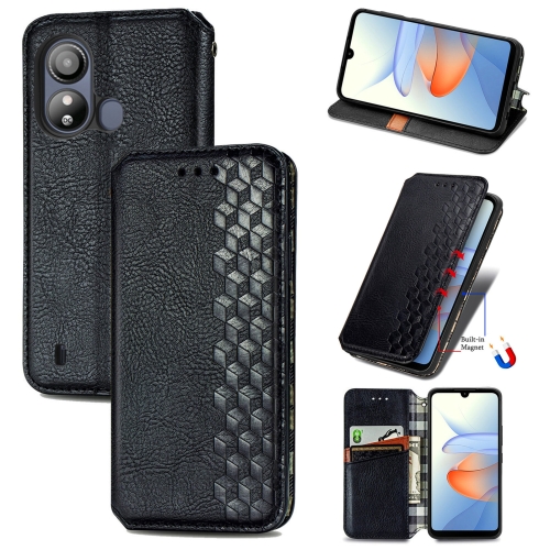 

For ZTE Blade L220 Cubic Grid Pressed Magnetic Leather Phone Case(Black)
