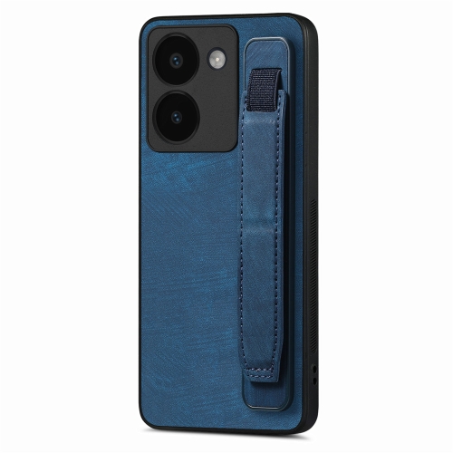 

For vivo Y78 Retro Wristband Holder Leather Back Phone Case(Blue)