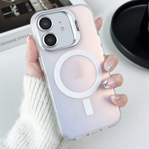 

For iPhone 11 MagSafe Lens Holder PC Hybrid TPU Phone Case(White)