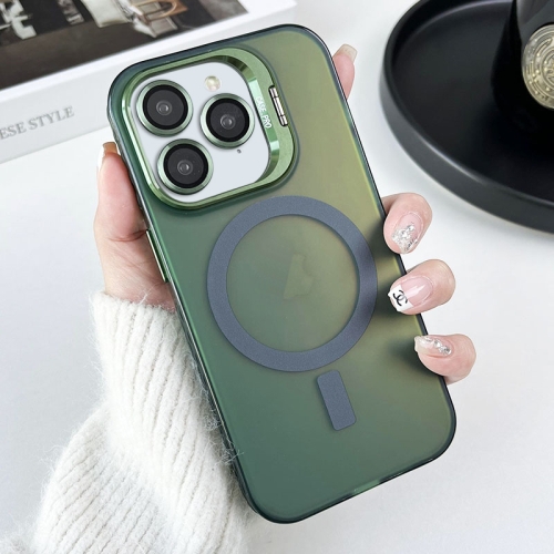 

For iPhone 11 Pro Max MagSafe Lens Holder PC Hybrid TPU Phone Case(Green)