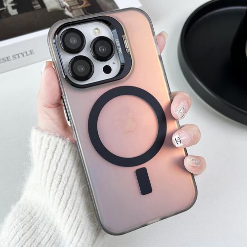 

For iPhone 14 Pro MagSafe Lens Holder PC Hybrid TPU Phone Case(Black)