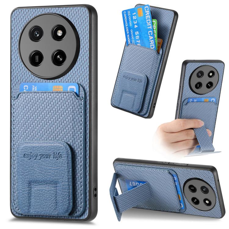 For Honor X80 Pro Max 5G Carbon Fiber Card Bag Fold Stand Phone Case(Blue)