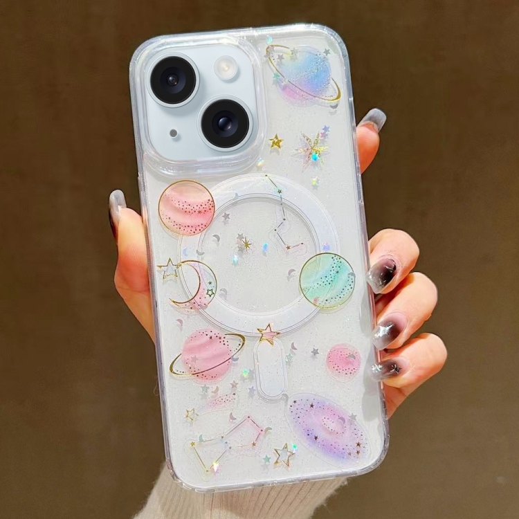 

For iPhone 15 Plus Cosmic Star MagSafe TPU Phone Case(Transparent)