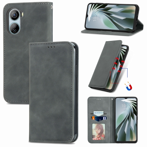 

For ZTE Libero 5G IV Retro Skin Feel Magnetic Leather Phone Case(Grey)