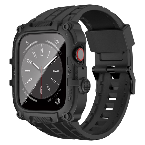 

For Apple Watch Series 8 45mm TPU Frame Integrated Tempered Film Integrated Watch Band Case(Black)