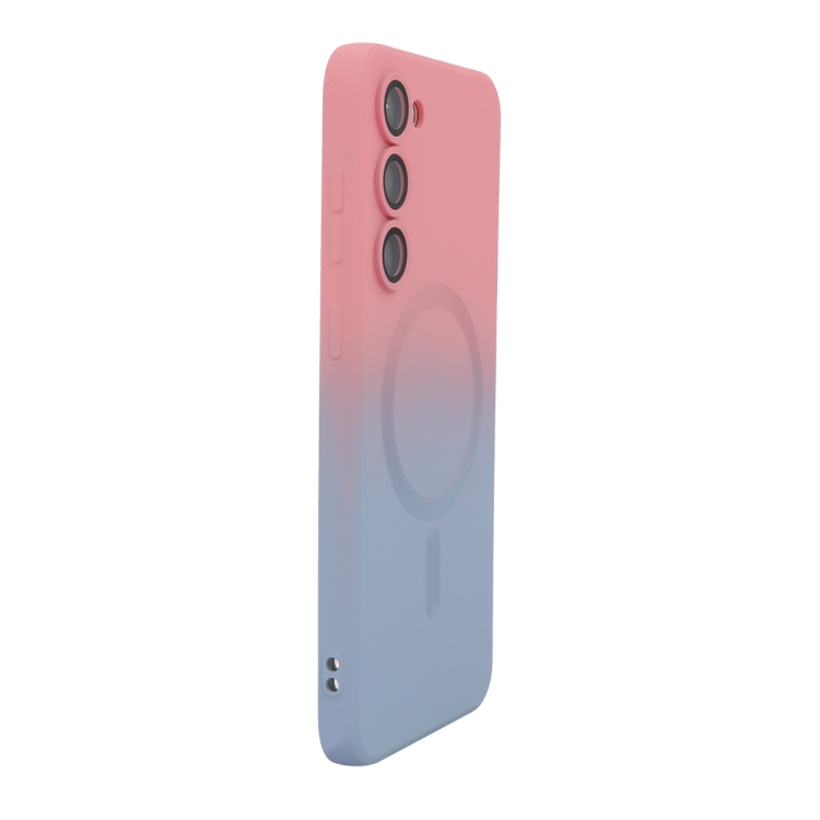 

For Samsung Galaxy S25 5G ENKAY Hat-Prince MagSafe Rainbow Gradient Silicone Phone Case with Lens Film(Pink Blue)